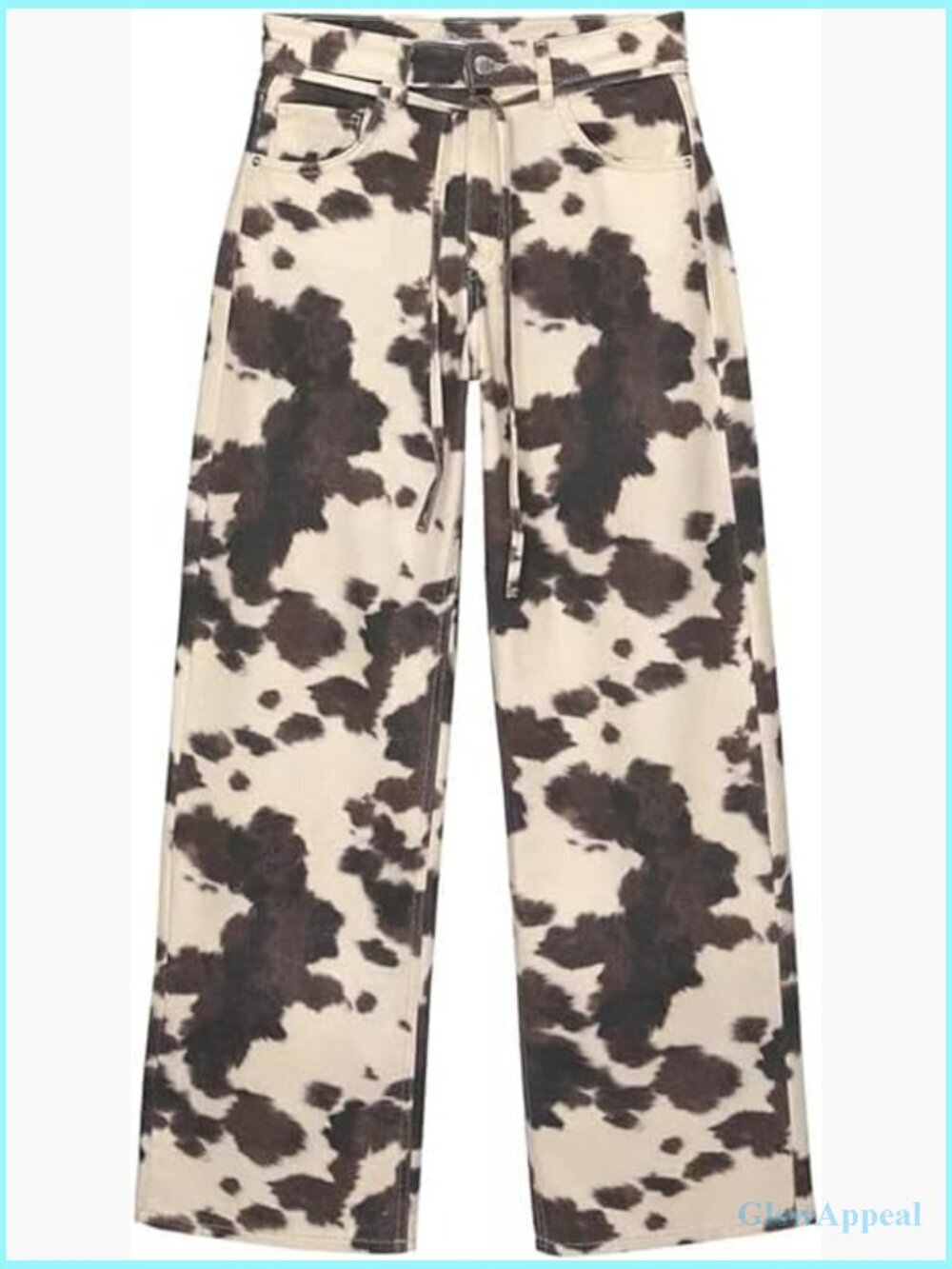 Cow Print Wide Leg Jeans High Waisted Baggy Denim Pants Streetwear Vintage